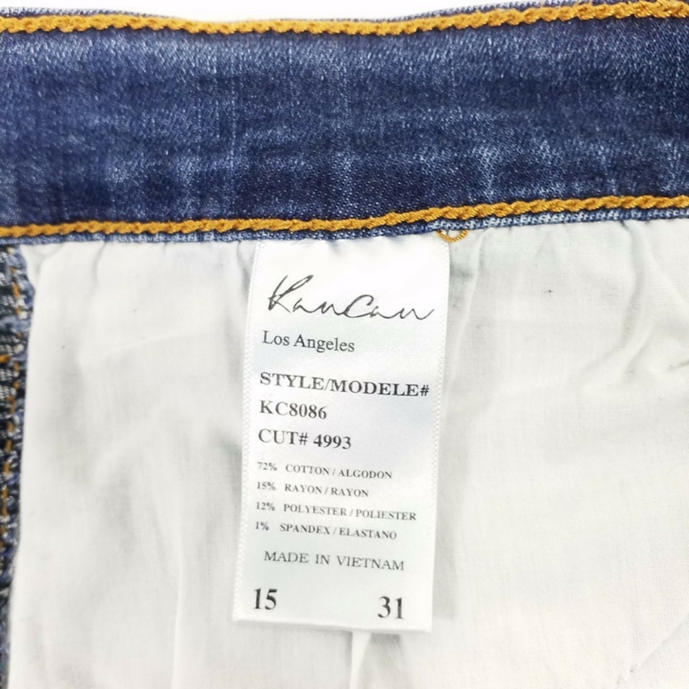 KanCan Medium Wash Mid Rise Distressed Split Hem Ankle Skinny Jeans Womens 15/31 - Picture 13 of 15